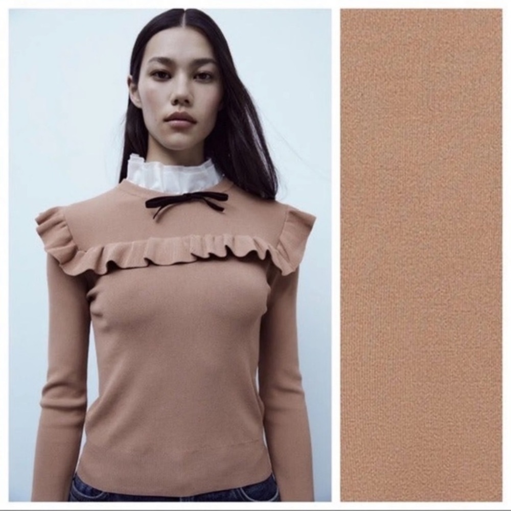 Zara Combination Knit Ruffled Sweater - Picture 6 of 8